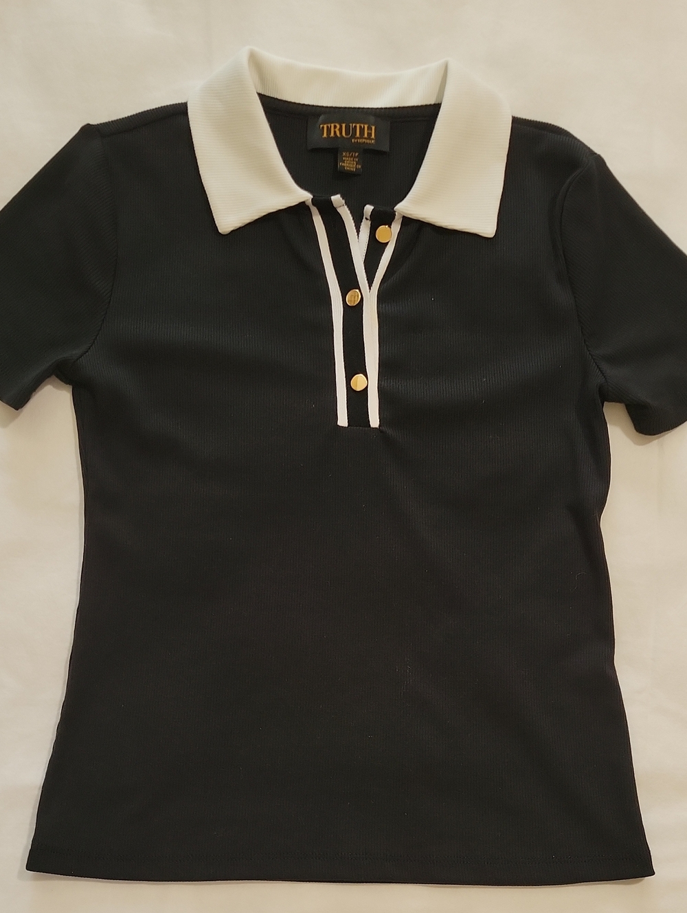 Truth Black Polo with White Contrast Collar